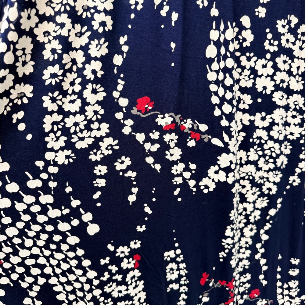 Express Navy Floral Maxi Dress with Cream & Red Accents - Picture 3 of 6